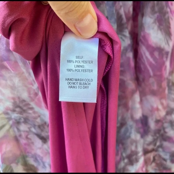 Magenta Watercolor Floral Print Organza Maxi Dress 🌿 - Picture 9 of 10